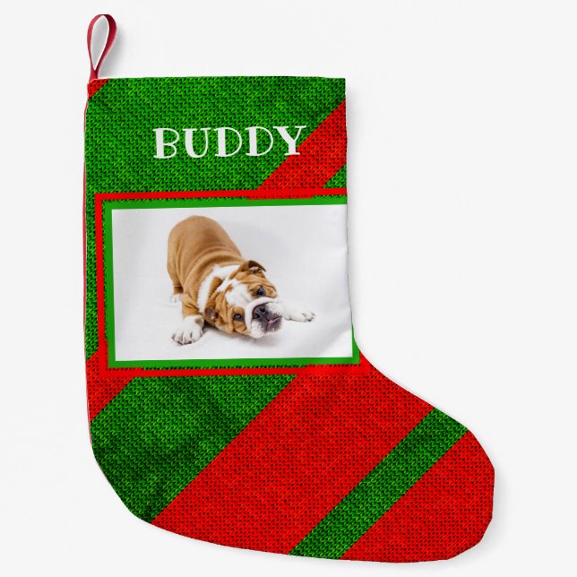 Dog Puppy Photo and Name Personalised Small Christmas Stocking (Front)