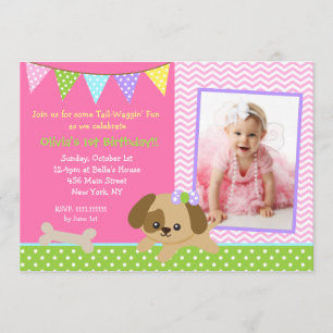 Dog Puppy Photo Birthday Party Invitations