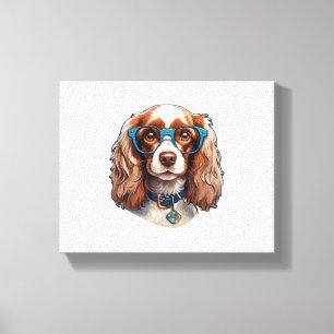 Dog Puppy Pooch Cute Funny Glasses Study Student Canvas Print