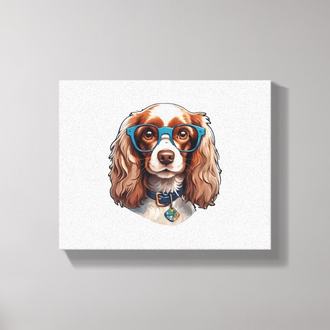 Dog Puppy Pooch Cute Funny Glasses Study Student   Canvas Print (Front)