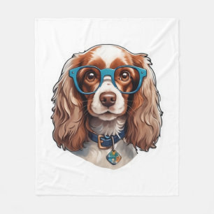 Dog Puppy Pooch Cute Funny Glasses Study Student   Fleece Blanket