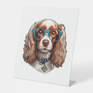 Dog Puppy Pooch Cute Funny Glasses Study Student Pedestal Sign
