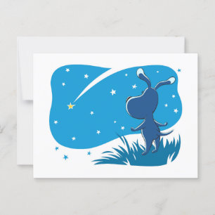 Dog Puppy Shooting Star Night Blue Starry Sky Postcard