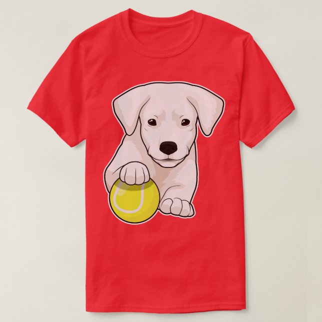 Dog puppy Tennis Tennis ball T-Shirt (Design Front)