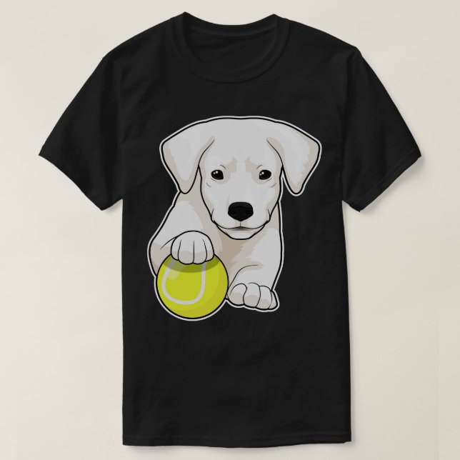 Dog puppy Tennis Tennis ball T-Shirt (Design Front)