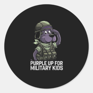 Dog Purple Up Military Kids Month Of Military Chil Classic Round Sticker