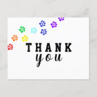 Dog Rainbow Paw Custom Thank you card