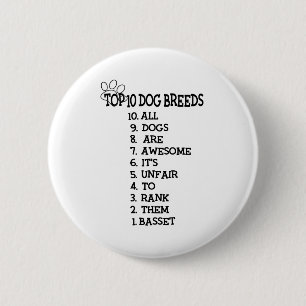 Dog rank basset 6 cm round badge