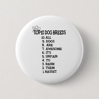 Dog rank basset 6 cm round badge