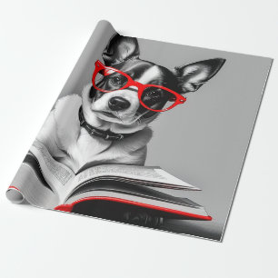 Dog Reading Book Wrapping Paper