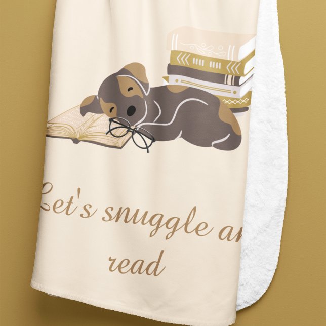 Dog Reading Books Cosy Book Themed  Sherpa Blanket (Kids Reading Books Animal Themed Back to School Book Club Blanket)