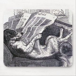 "Dog Reading Newspaper" Vintage Illustration Mouse Mat