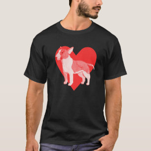 Dog Red Heart Bull Terrier   T-Shirt