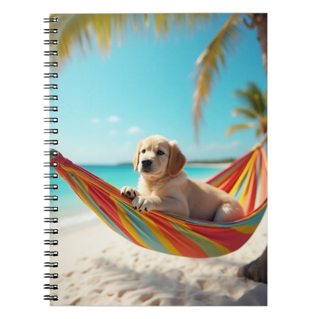 Dog Relaxing in Hammock Notebook (Front)