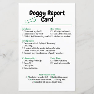 Dog Report Card Pet Sitting Checklist Stationary