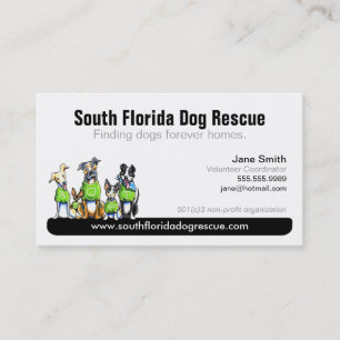 Dog Rescue Non Profit Black Tagline Business Card