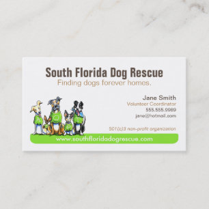 Dog Rescue Non Profit Green Tagline Business Card