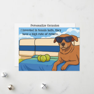 Dog Retirement Humour Tennis Ball Investment Joke Holiday Card