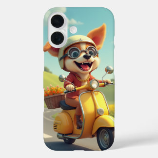 dog riding a scooter iPhone 16 case