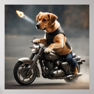 Dog Riding bike Poster