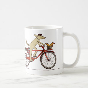 Dog Riding Bike with Squirrel - Cute Animal Art Coffee Mug