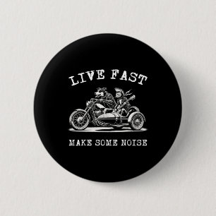 Dog Riding Motorcycle And Cat Playing Guitar Punk 6 Cm Round Badge