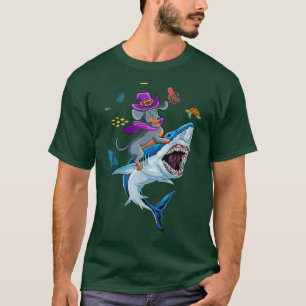 Dog Riding Shark Halloween Kids Boys Girls 1862 T-Shirt