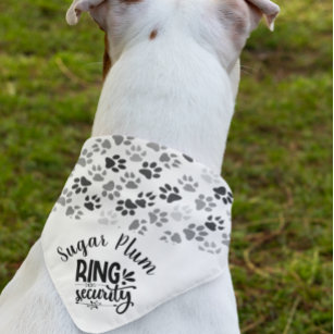 Dog Ring Security Personalized Black White Paws Bandana