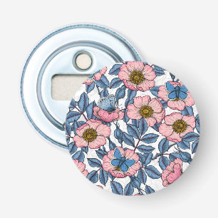 Dog rose and butterflies bottle opener