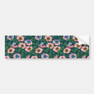 Dog rose and butterflies bumper sticker