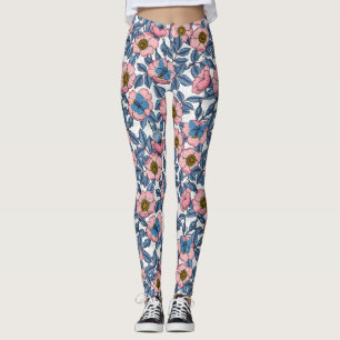 Dog rose and butterflies leggings
