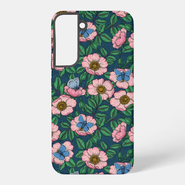 Dog rose and butterflies  samsung galaxy s22+ case (Back)