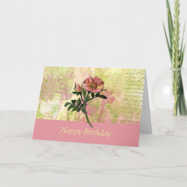 Dog Rose Birthday Card (Front)