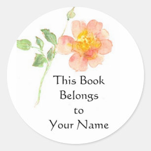 Dog Rose Bookplate Classic Round Sticker