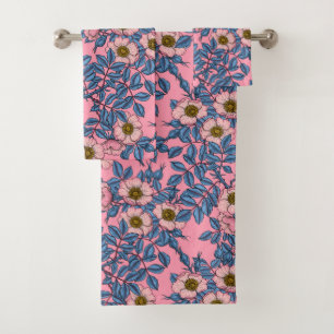 Dog rose pattern bath towel set