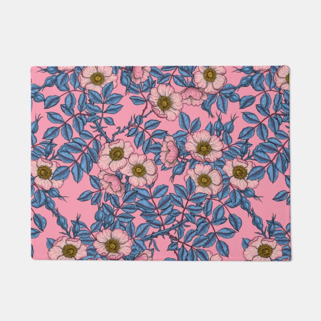 Dog rose pattern doormat (Front)