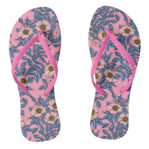 Dog rose pattern flip flops