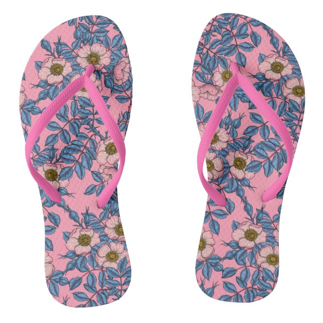 Dog rose pattern flip flops (Footbed)