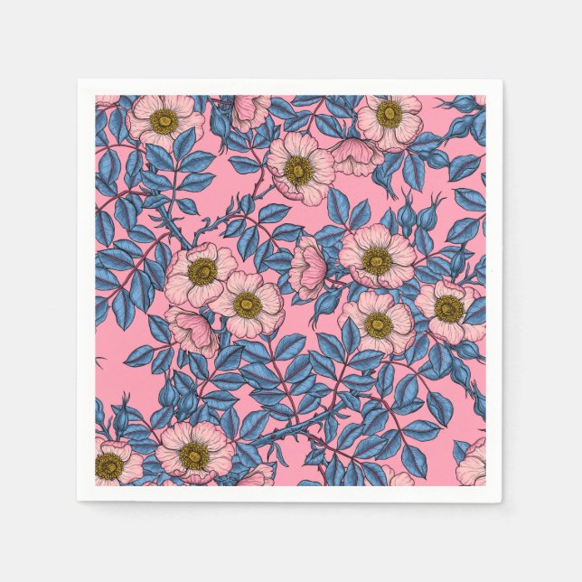 Dog rose pattern napkin (Front)