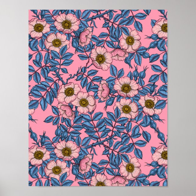 Dog rose pattern poster (Front)