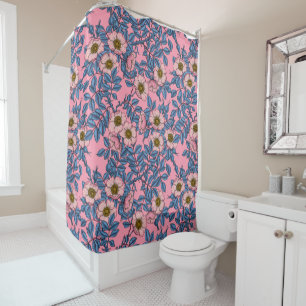 Dog rose pattern shower curtain