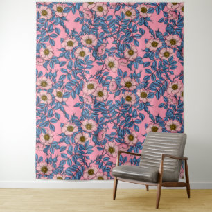 Dog rose pattern tapestry