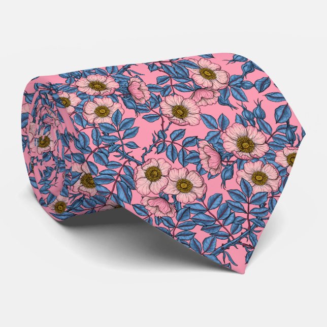 Dog rose pattern tie (Rolled)