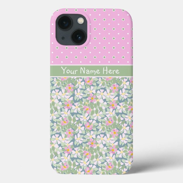 Dog Roses Navy Polkas Pink Samsung Galaxy Note 4 Case-Mate iPhone Case (Back)