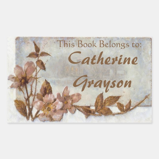 Dog Roses Personalised Ex Libris Stickers (Front)