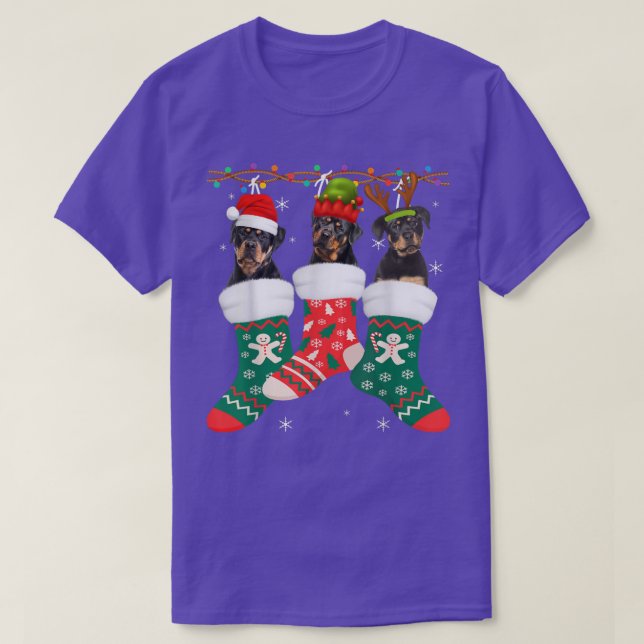 Dog Rottweiler Christmas Socks Funny Xmas Pajama P T-Shirt (Design Front)