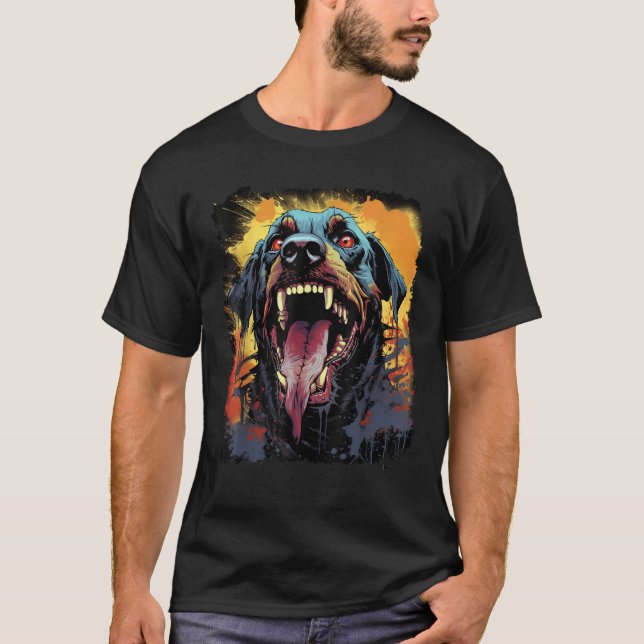 Dog Rottweiler Zombie Scary Halloween T Shirt (Front)