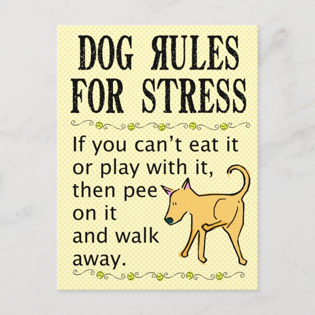 Dog Rules for Stress Postcard (Front)