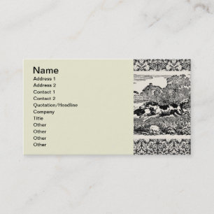 Dog running antique pet art victorian illustration business card