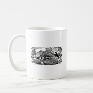 Dog running antique pet art victorian illustration coffee mug